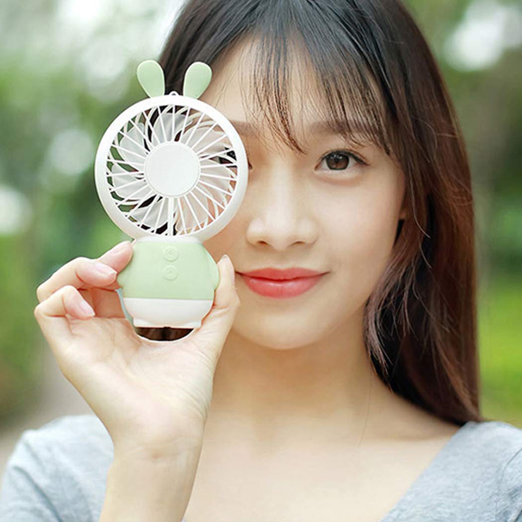 7633 Mini Portable Fan USB Rechargeable Handheld Rabbit Style Color Changing LED Light Pocket Desk Light Fan DeoDap 7633 Mini Portable Fan USB Rechargeable Handheld Rabbit Style Color Changing LED Light Pocket Desk Light Fan DeoDap